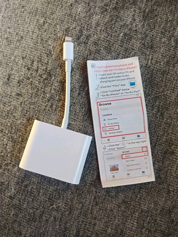 SD card reader for iPhone, memory card reader with USB camera adapter plug...