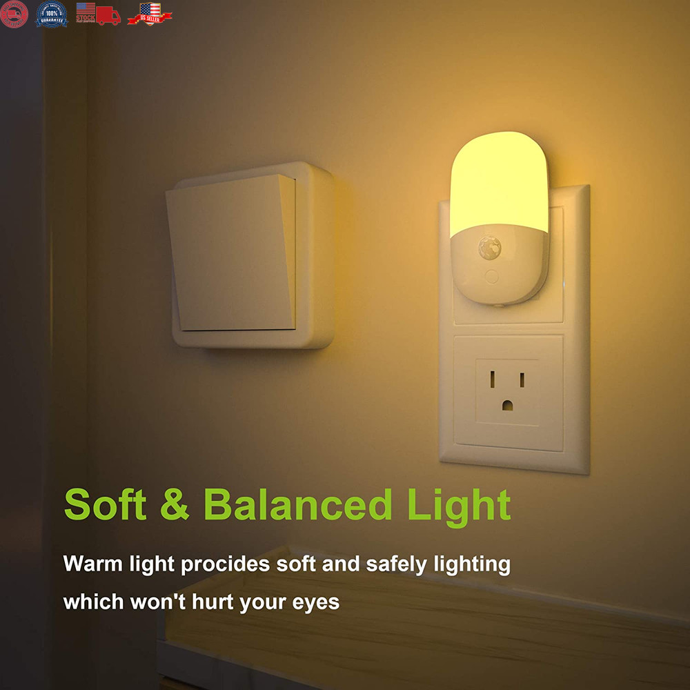 Plug In Motion Activated Detector Sensor LED Indoor Night Light Electrical