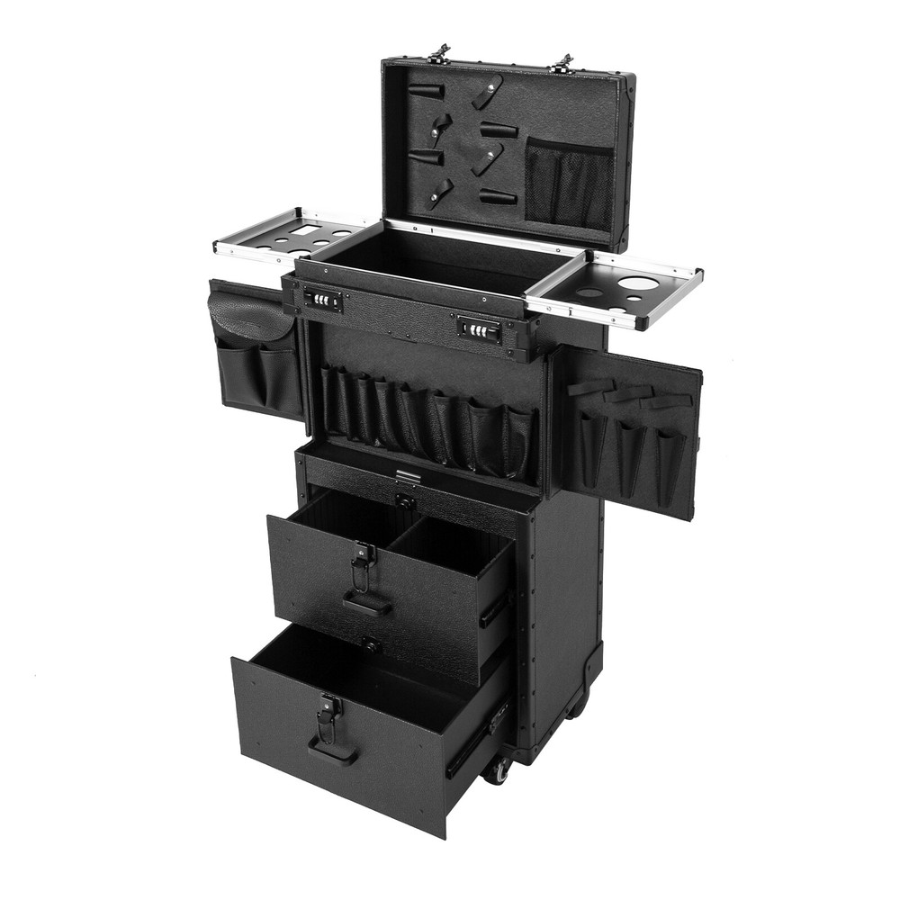 Floor Standing Rolling Makeup Case Cosmetic Trolley Makeup Storage Organizer Box