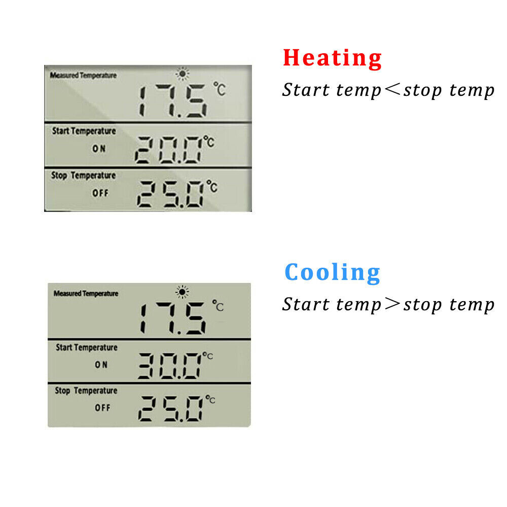 Digital Thermostat Outlet Plug Temperature Controller Heating Cooling with Probe