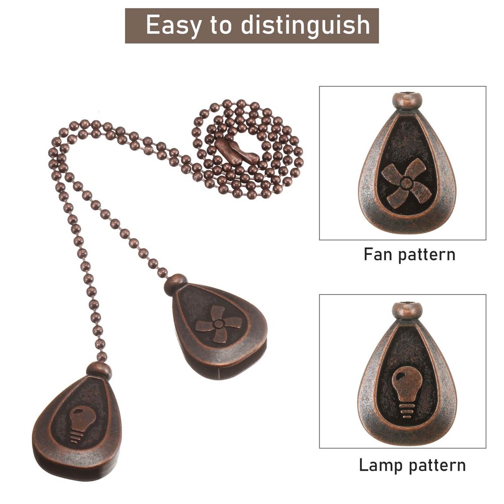 4 Pieces Ceiling Fan Pull Chain Extender Ornament 12 Inch Ceiling Pull Chain ...
