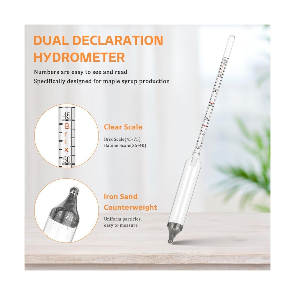 Maple Syrup Hydrometer Test Cup Kit, High Accuracy Hydrometer Maple Syrup Den...