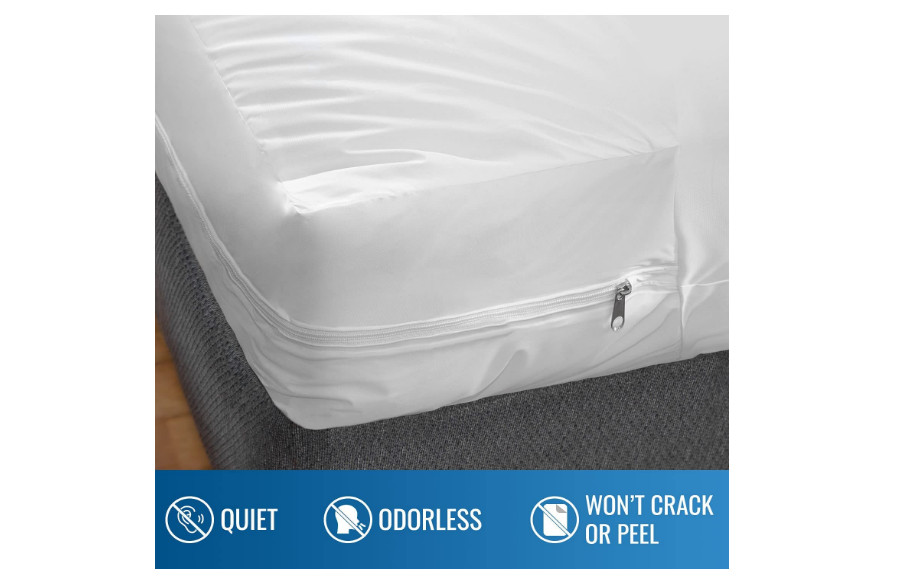 Mattress Protector Cover Waterproof DMI Zippered Plastic No Odor Full Size White