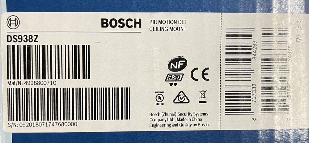 Bosch DS938Z Panoramic Passive Infrared Detector NIB