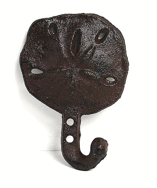 Sanddollar Wall Hook 4.25" Cast Iron Brown Ocean Sea