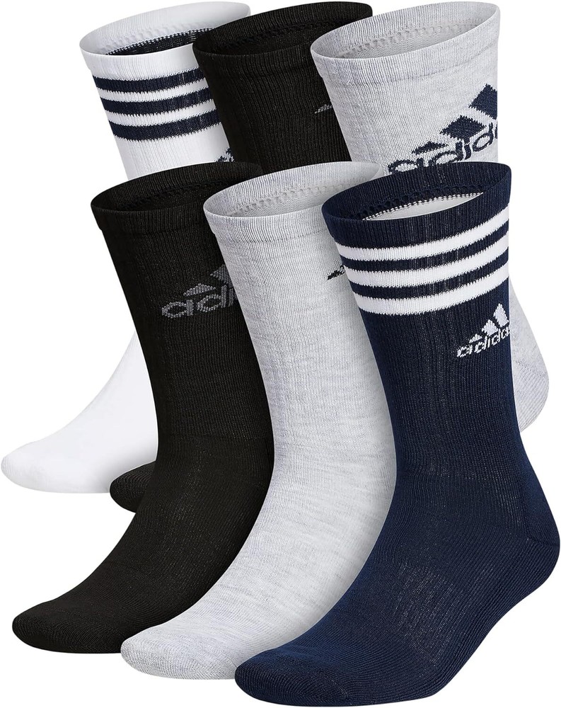 Adidas Men's Athletic Cushioned Crew Socks Arch Compression Secure Fit (6-Pair)