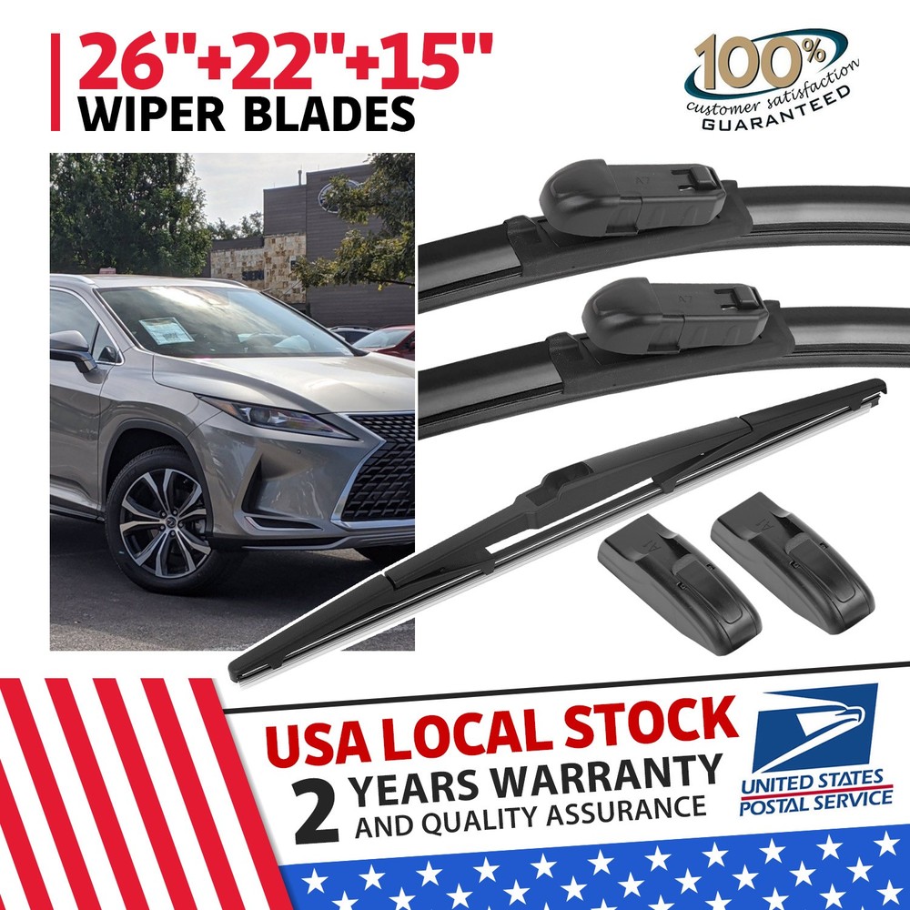 Front + Rear Wiper Blades Set fits Toyota Venza 2009-2016 Windshield Windscreen