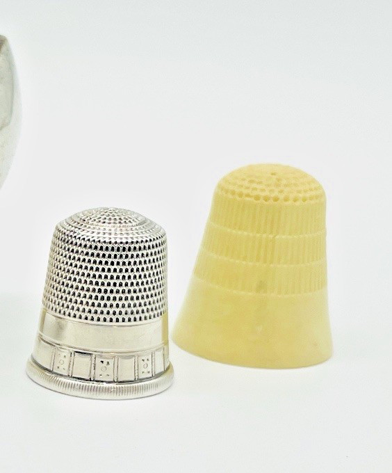 2-Pc Sterling Silver Sewing Thimble Size 11 & Plastic Thimble