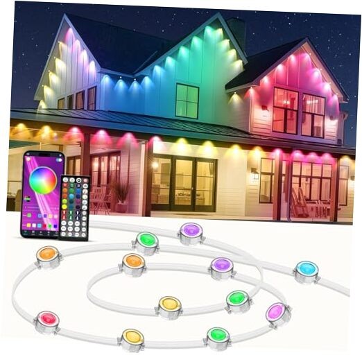 Permanent Outdoor Lights, Smart RGB Eave Light with Color Changing, 500FT