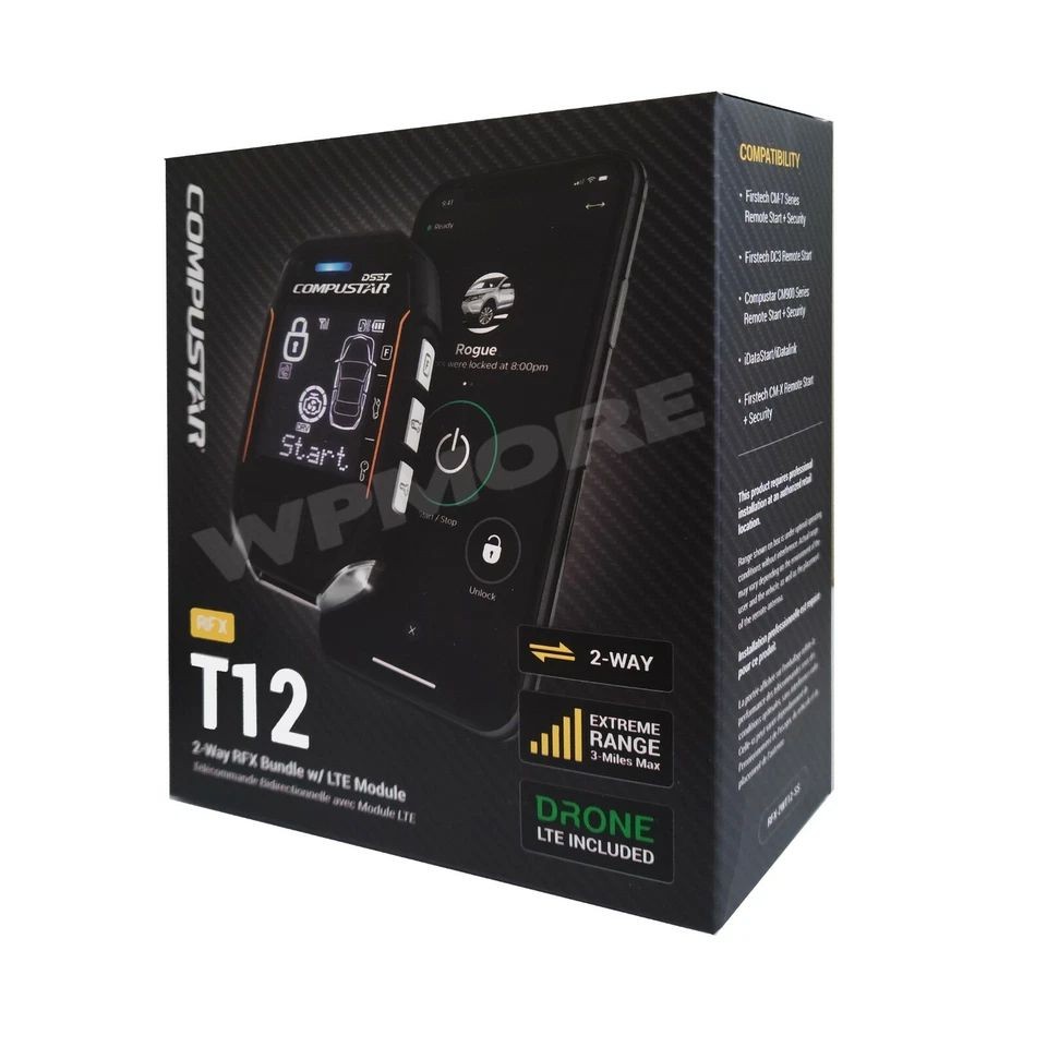 Compustar CSX9900-BL T12 2-Way Remote Start & Security Kit w/ Drone & Blade