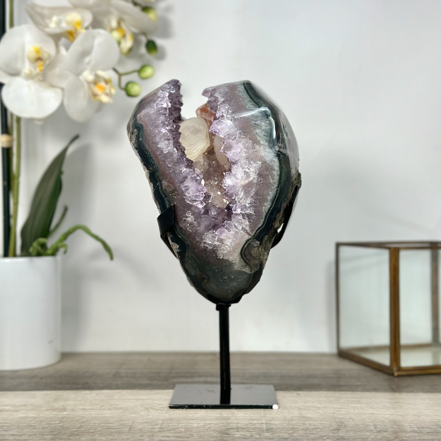 Unique Amethyst Geode Display with Calcite Inclusions. MWS2696