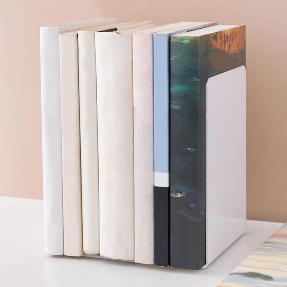 Book End L-Shaped Bookends Holders Shelf Support Rack Book...