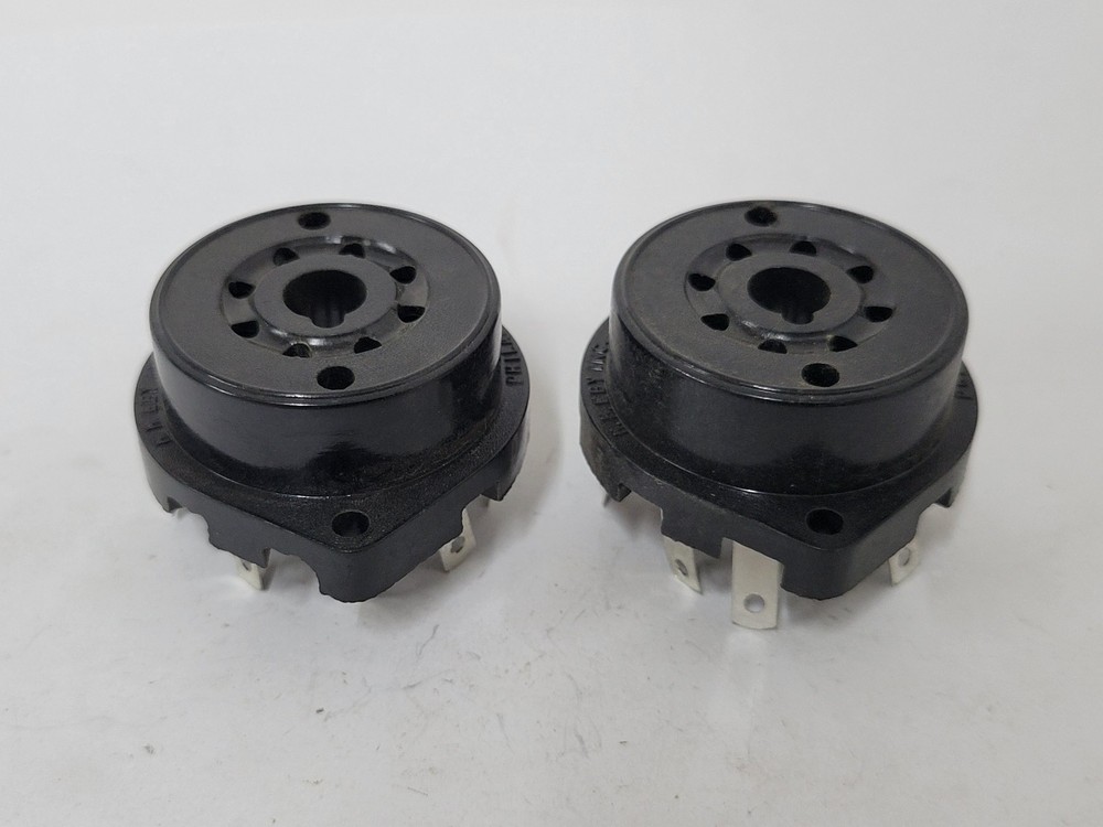 pair EBY Octal Breadboard Vacuum Tube Sockets - black