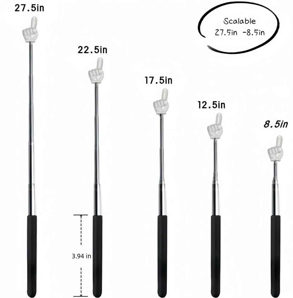Retractable Teachers Classroom Hand Pointer, Extendable Pointer Finger Green
