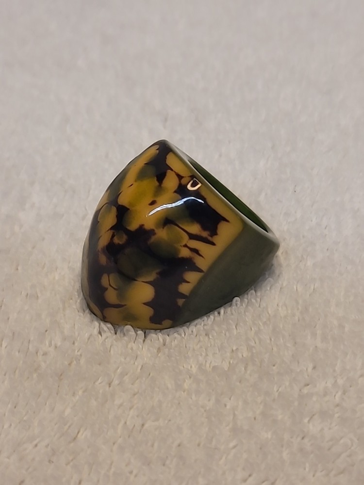 Tagua Nut Statement Ring Size 6 Green