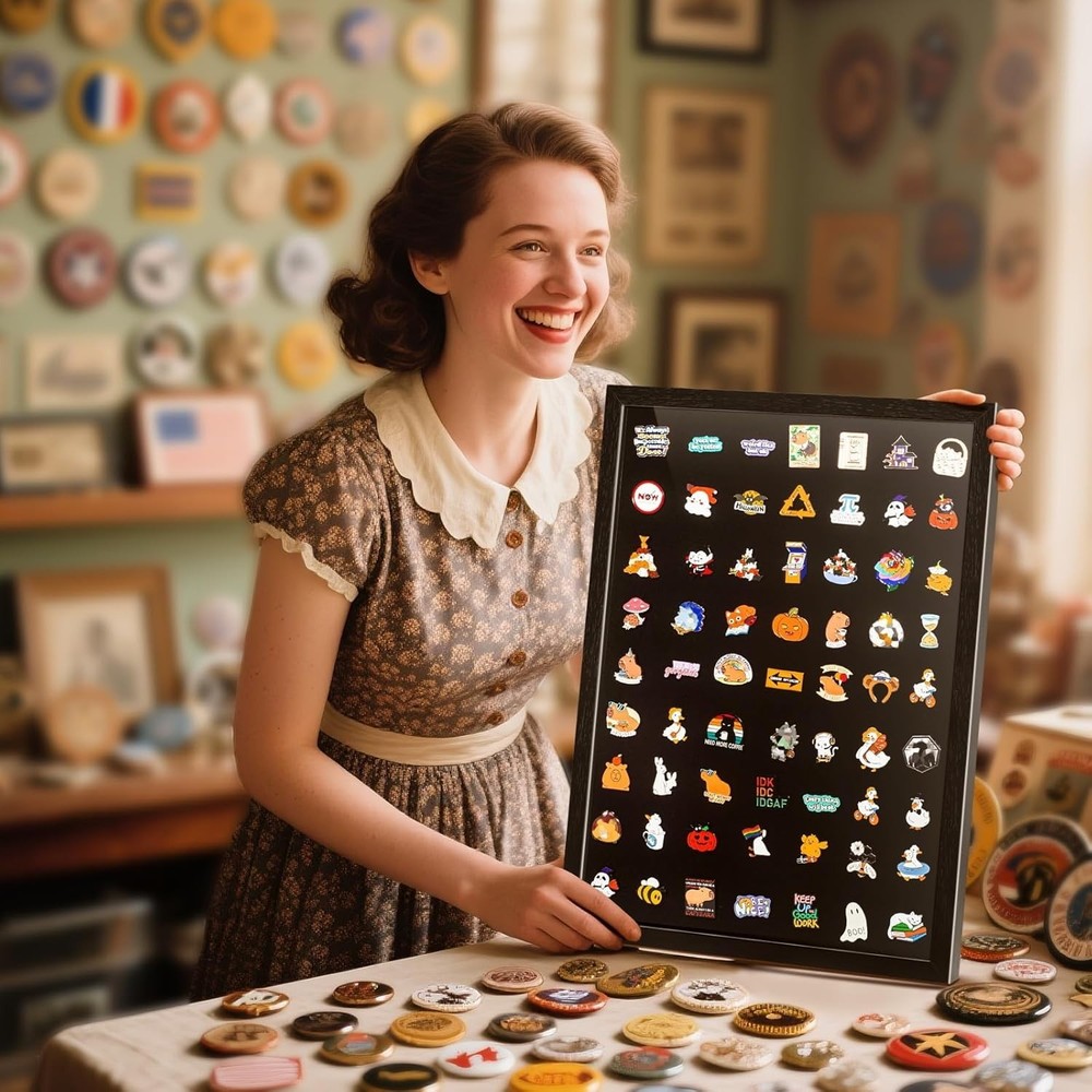 14x19 Pin Display Frame, Pin Collection Shadow Box, Wall Mount Pin Display Ca...