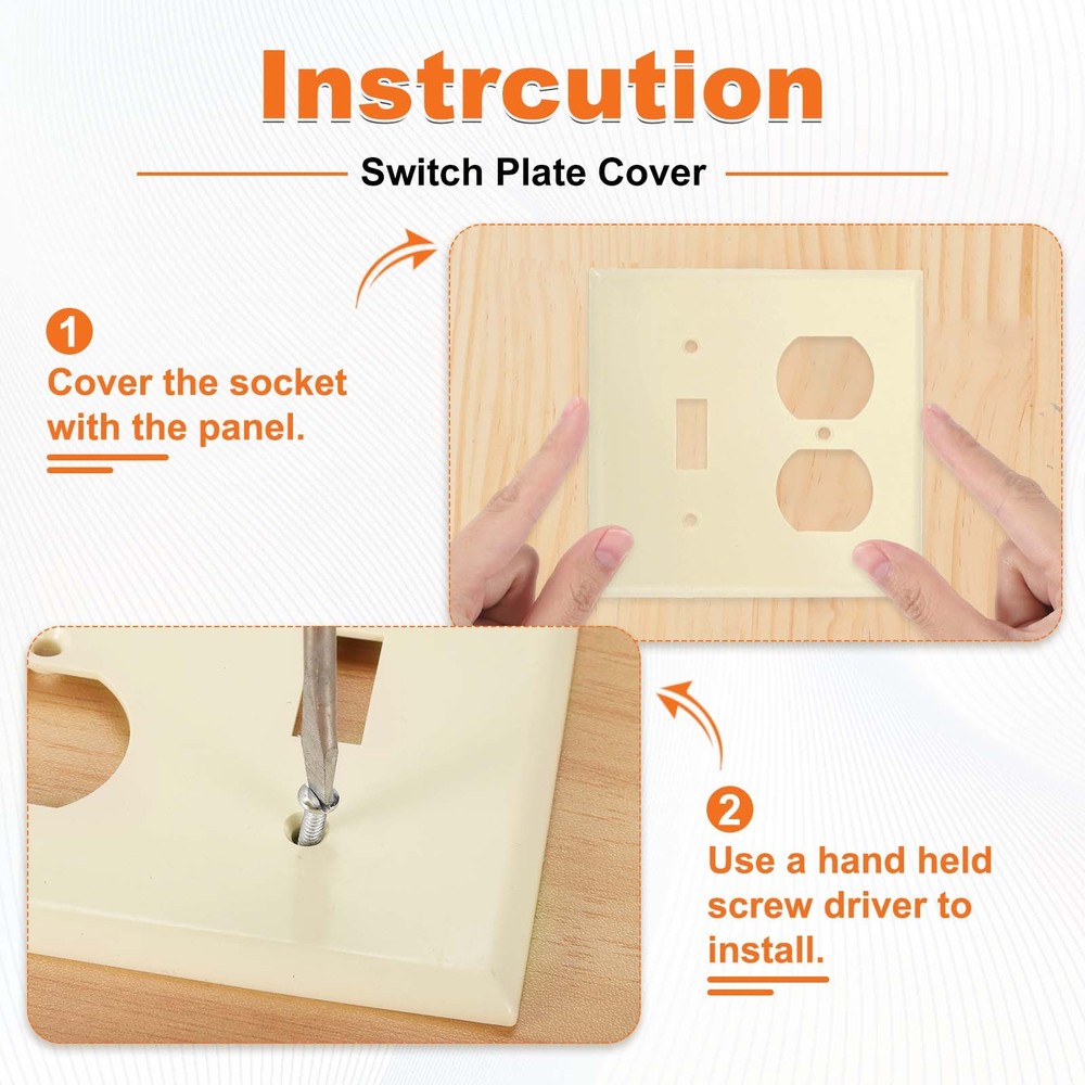 3Pcs Switch Plate Covers, Decorative ABS Outlet Cover, White(Blank)