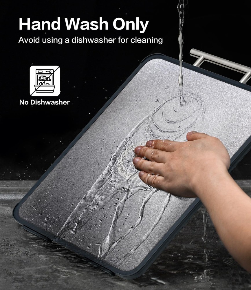 Titanium Cutting Board for Kitchen- Double Sided Cutting Board with Stand, Te...