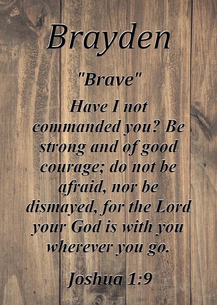 Brayden "Brave" Keepsake Name Meaning Card with Bible Verse