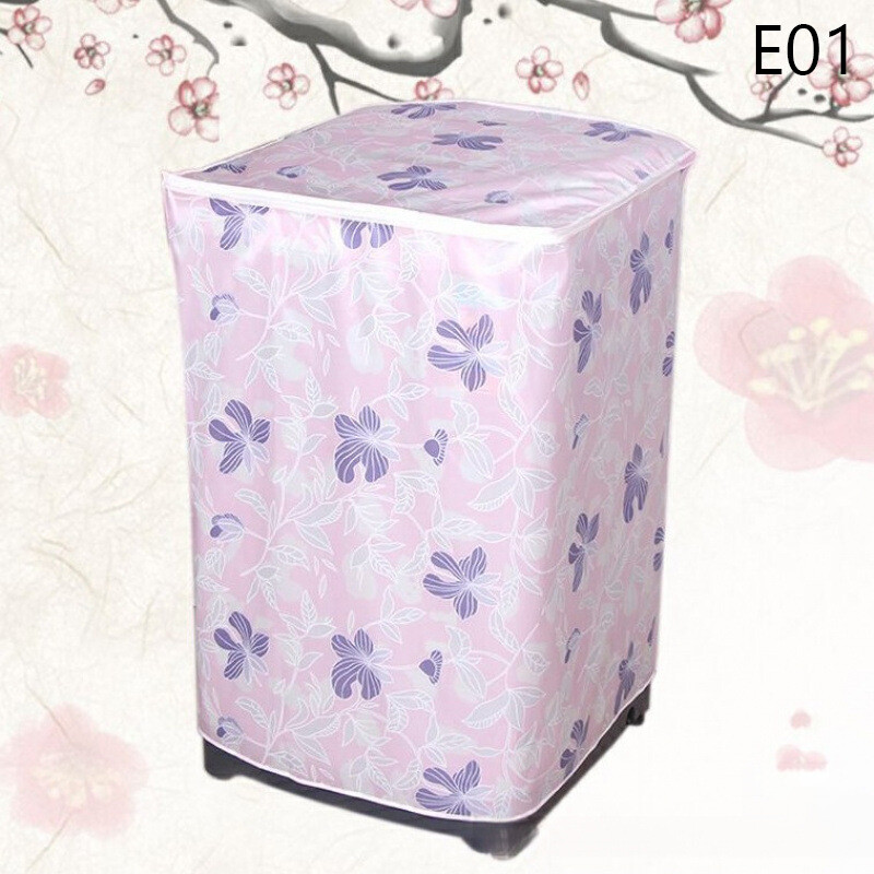 Sunscreen Washing Machine Dust Cover. Flower Printed Laundry Washer Protector