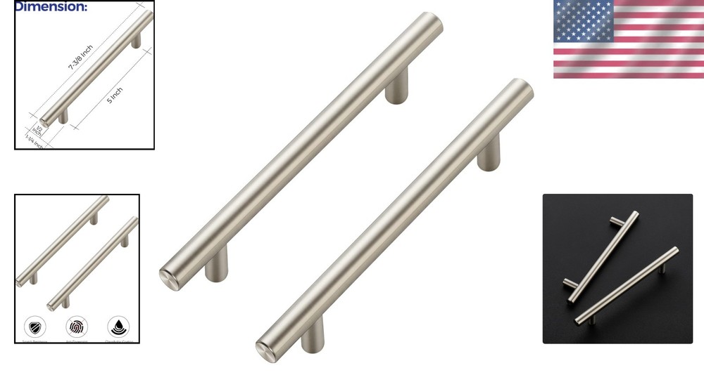 Classic Satin Nickel Cupboard Pulls - 5" Center - 30 Count