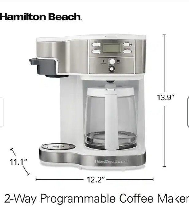 Hamilton Beach 2-Way Programmable Coffee Maker Single Serve & 12 Cup Drip