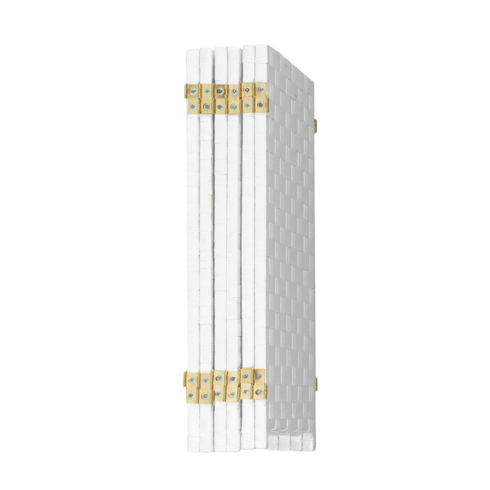 2 ft. Short Woven Fiber Folding Screen - 6 Panel - White