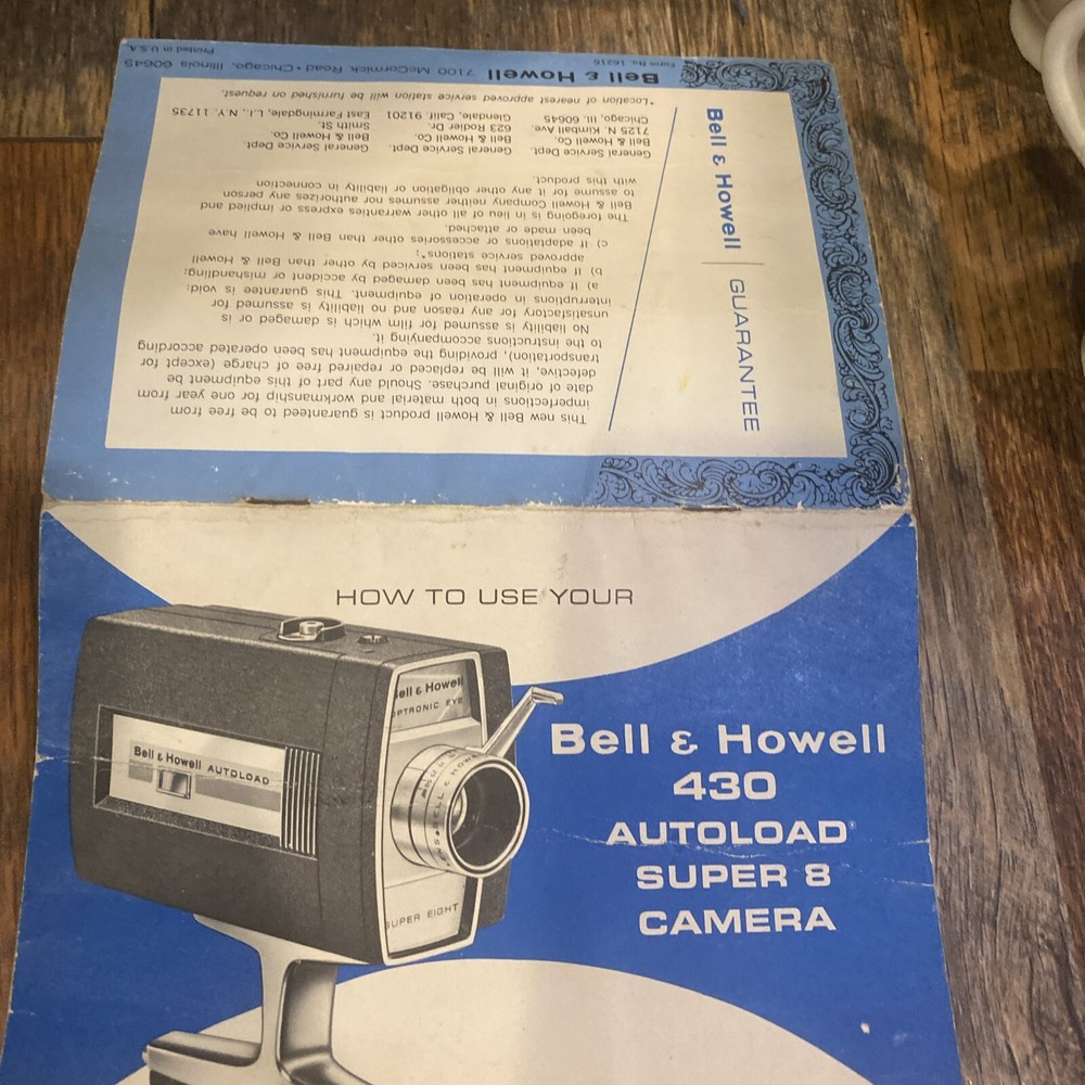 ORIGINAL!! Bell & Howell 430 Autoload Super 8mm camera Manual Instructions Book