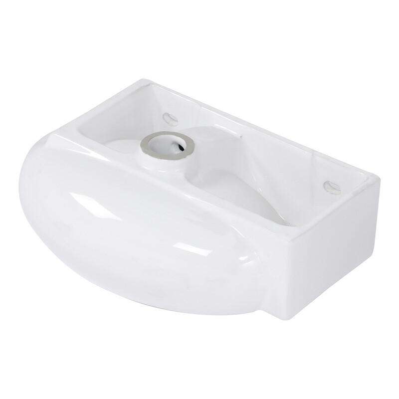 Small Wall Mount Vessel Sink Rectangle Sink White Ceramic Bathroom Sink-Right