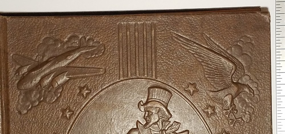 Vintage WW2 Era Scrapbook, Uncle Sam, Plane, Eagle, Ship, Cannon
