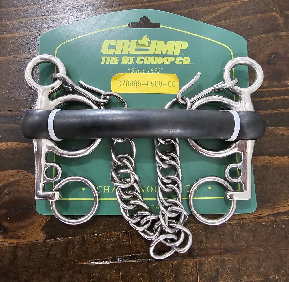 B.T. Crump Solid Core Rubber Mouth Pelham Horse Bit