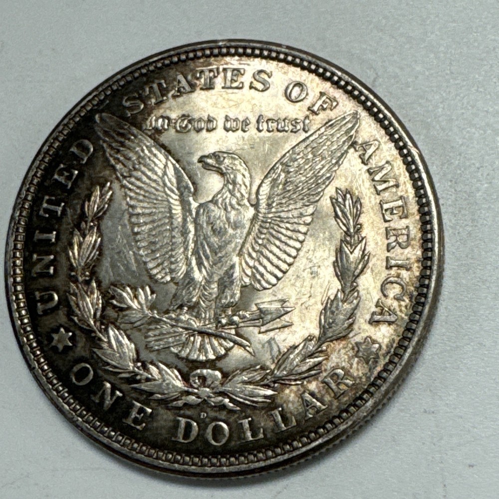 1921-D $1 Morgan Silver Dollar Uncirculated Rainbow Toning