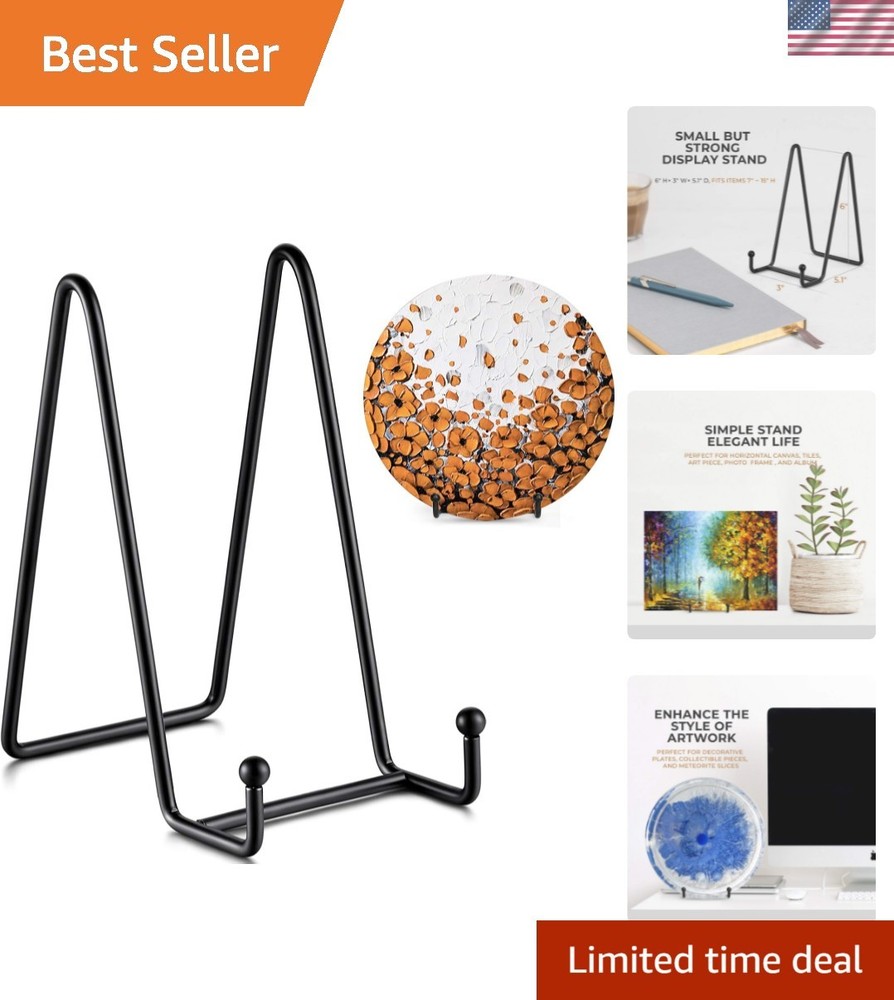 High-Quality Matte Black Plate Easel - Sturdy 6-Inch Display Stands Set