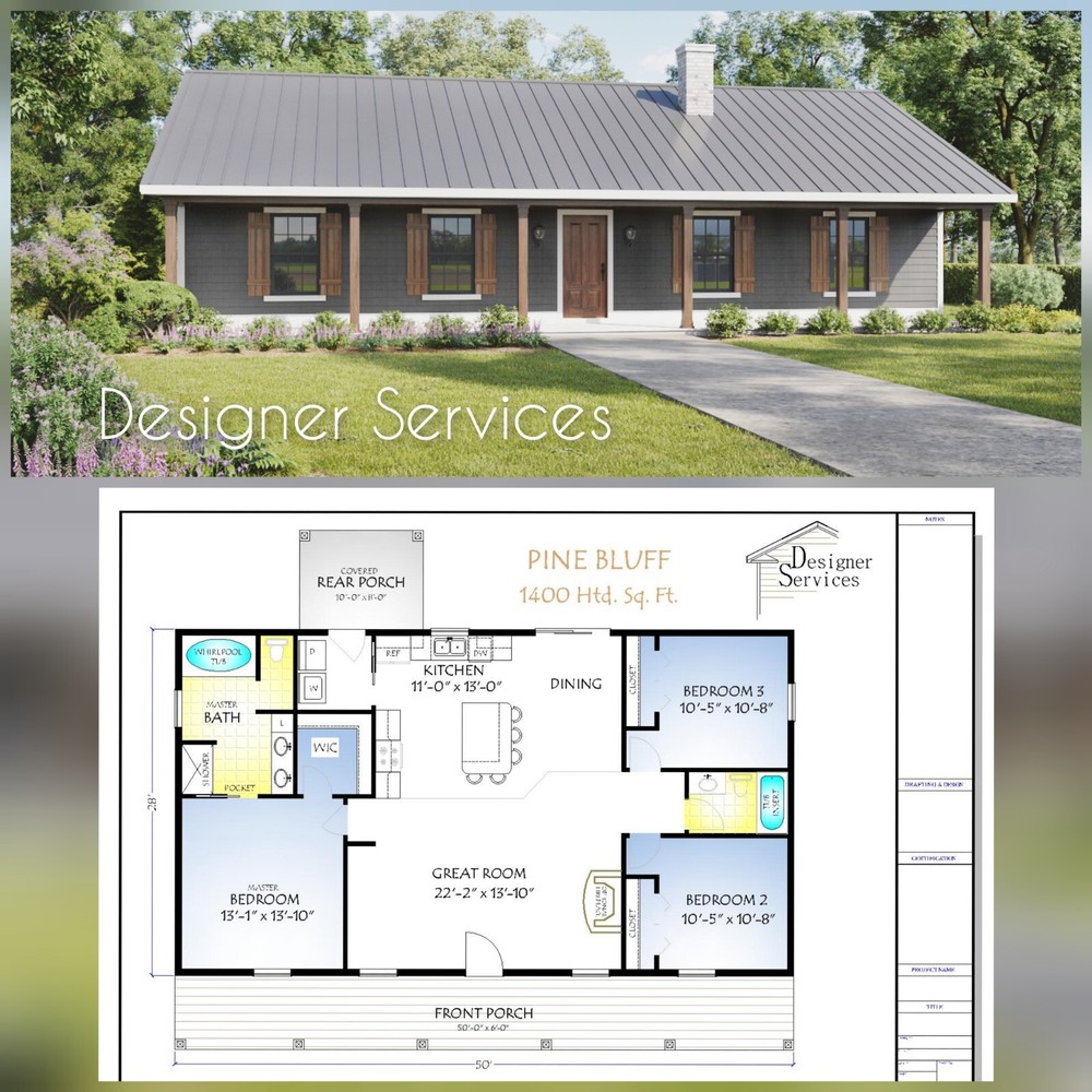 Pine Bluff House Plan 1400 Square Feet
