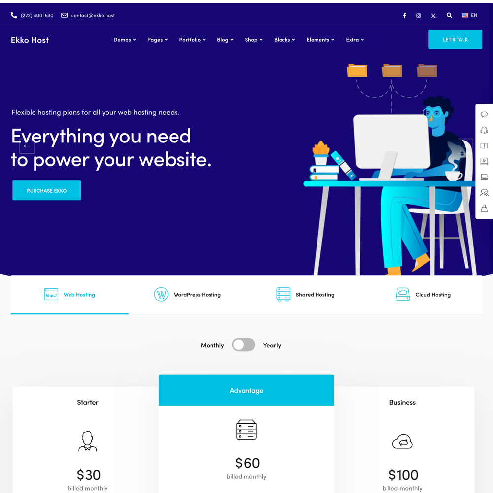 Hosting Service Website Design with Free VPS Web Hosting and Installation