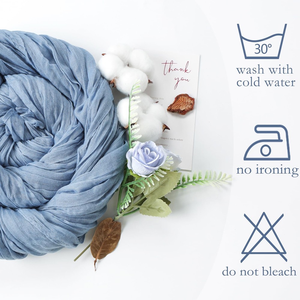 12 Pack Dusty Blue Easter Table Runner 10ft Boho Gauze Fabric Cheesecloth Tab...