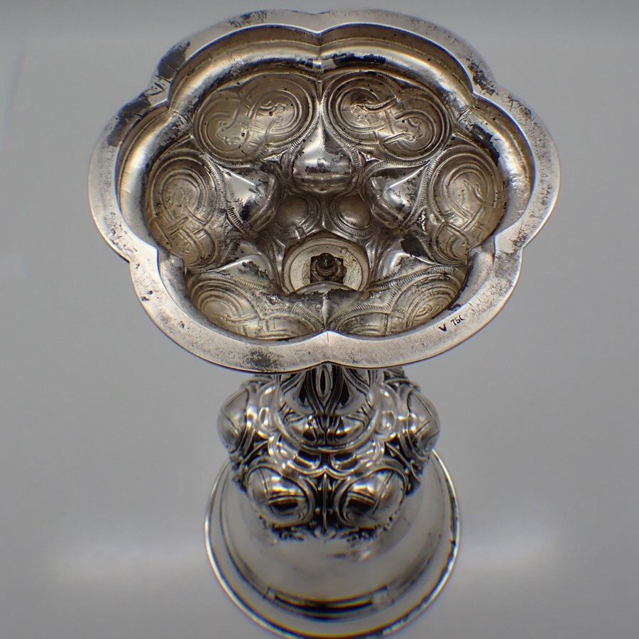 Gothic Style Covered Cup German 750 Silver 1869 Inscribed