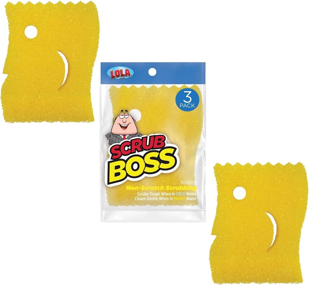 3 PACK SCRUB BOSS, NON-SCRATCH SCRUBBING & CLEANING SPONGE PAD MULTI USE