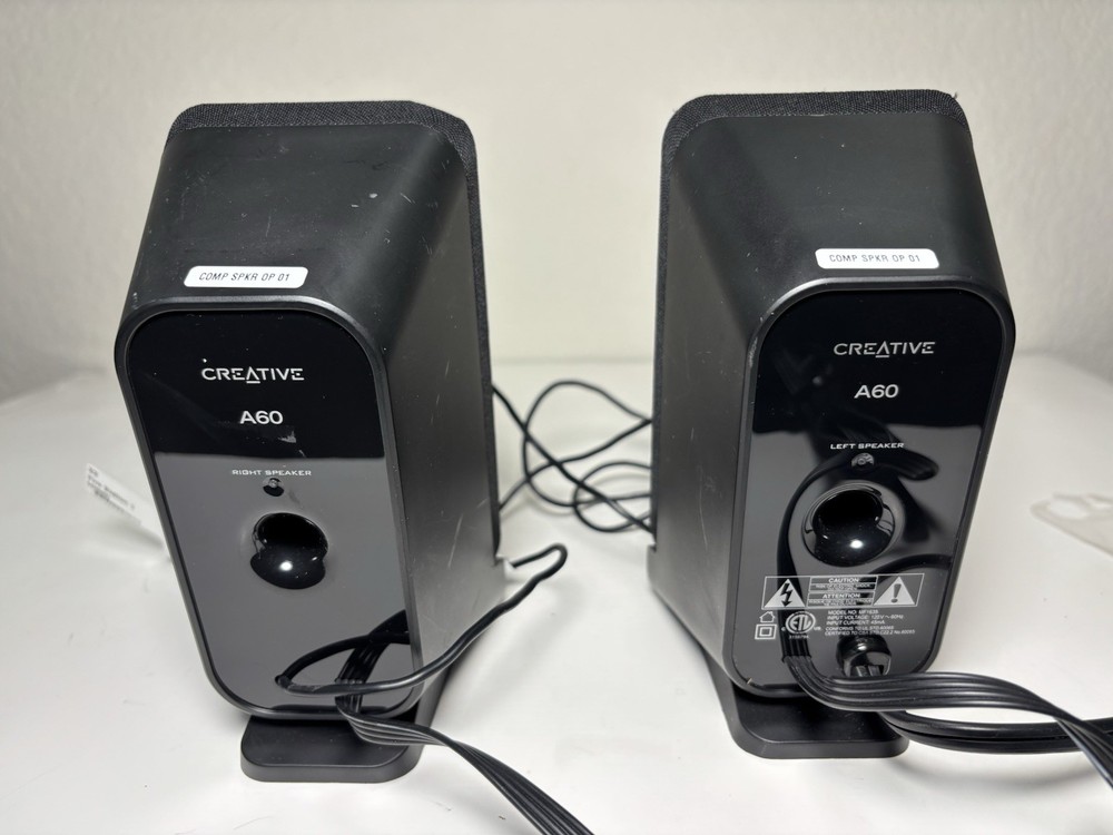 Creative A60 Twin Black Stereo Speaker System - Tested & Working