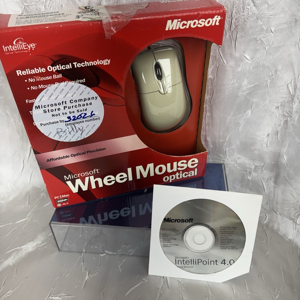 Microsoft Wheel Mouse Optical Boxed w/ Sticker IntelliPoint 4.0