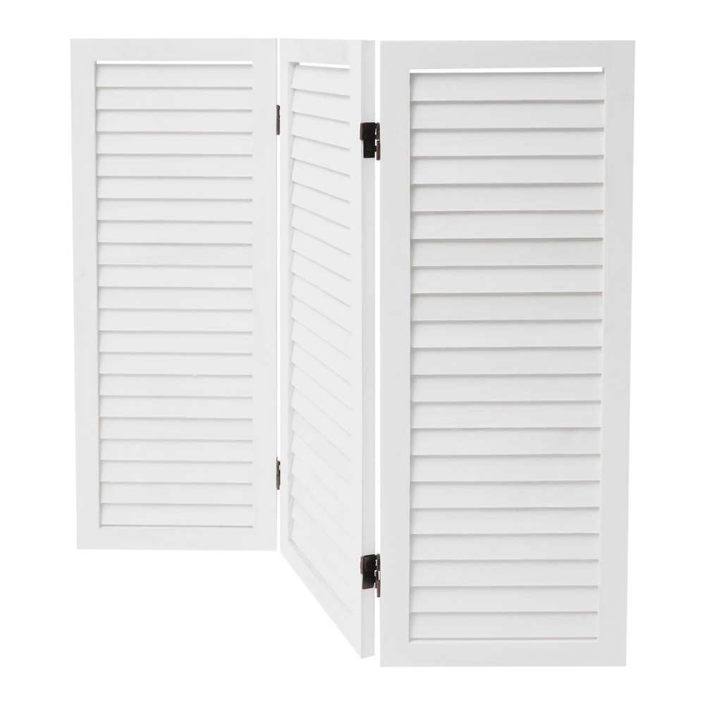 3-Panel Folding Wood Room Divider - Indoor Privacy Screen in White