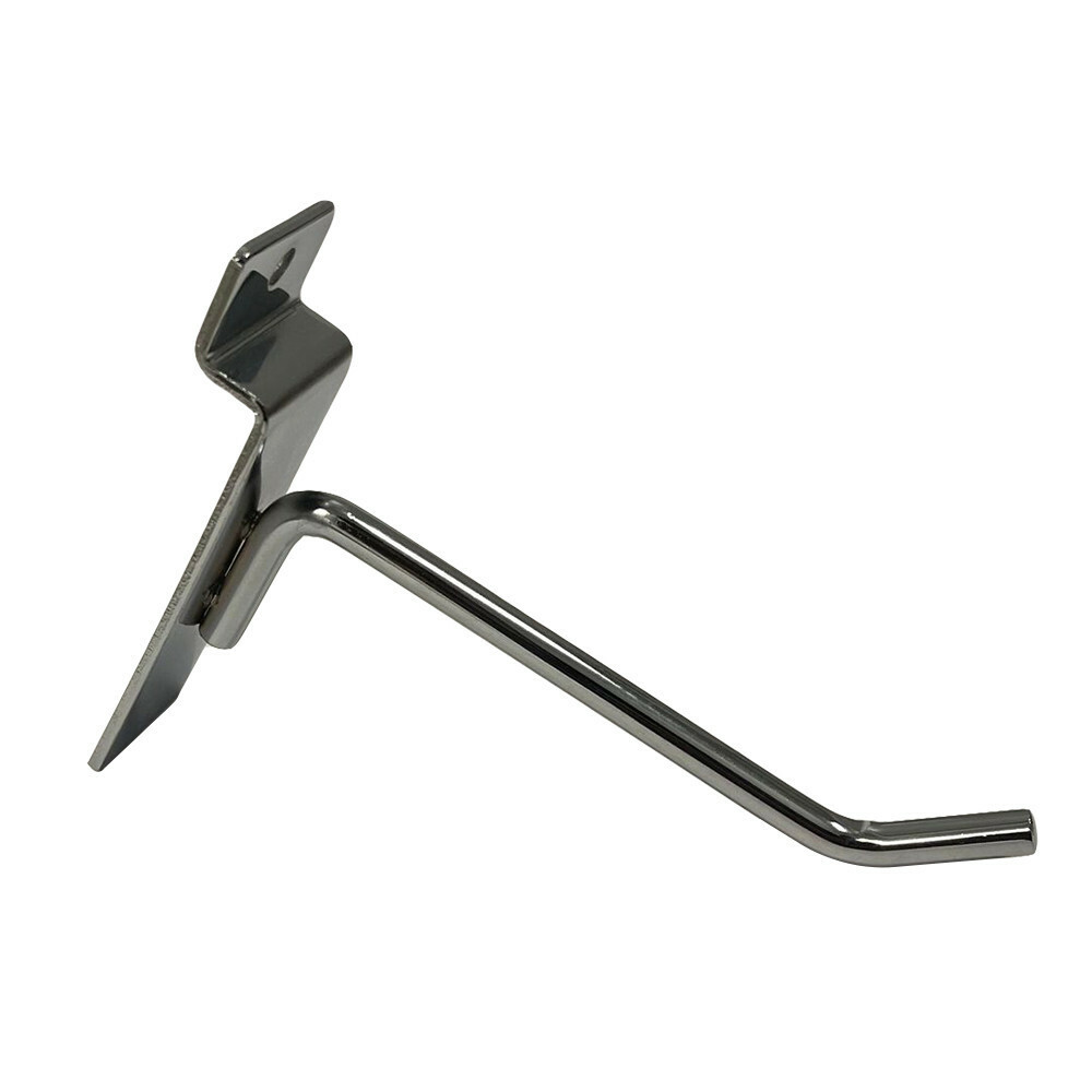 4" Slatwall Hook Panel Display Hooks, 1/4" Thickness Metal, Chrome - PACK 2