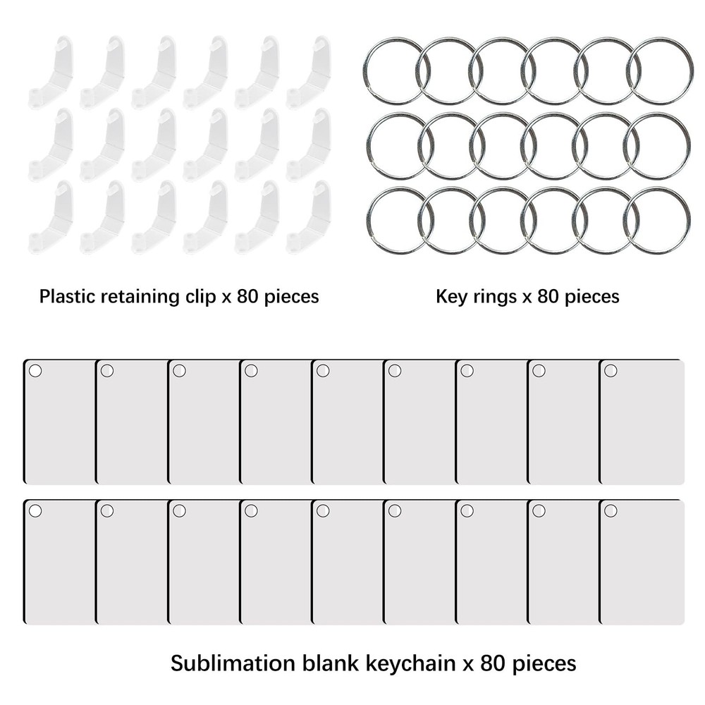 240Pcs Sublimation Keychain Blanks Rectangle Bulk Products Double Sides 80 MD...