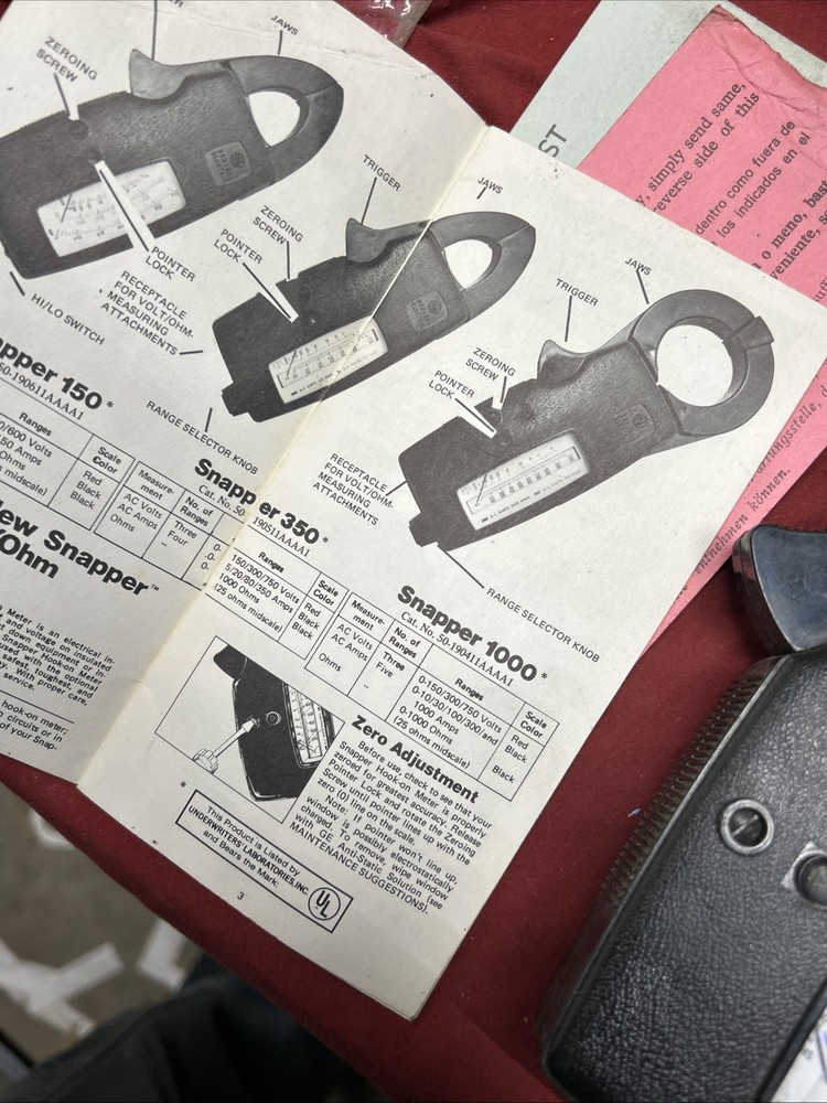 Vintage GE Voltmeter Meter Snapper 1000 942D