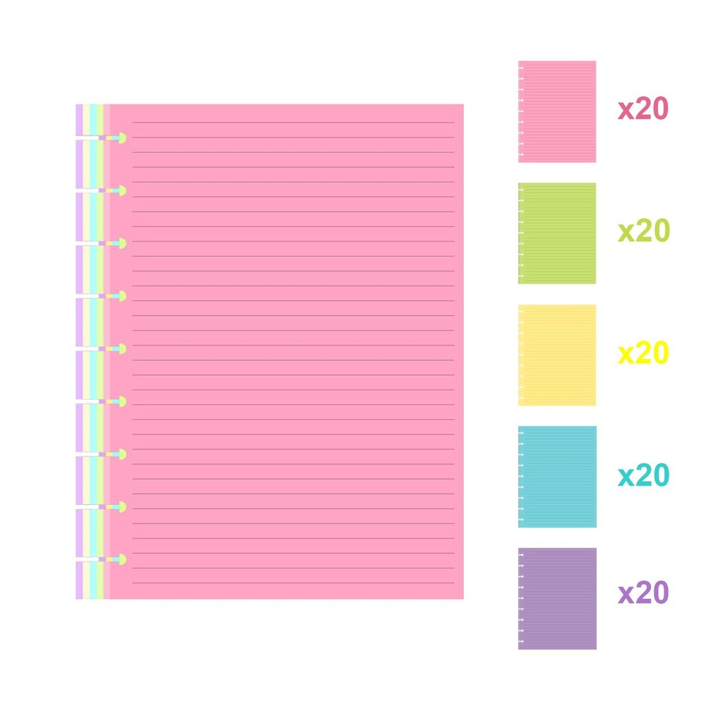 9 Disc Lined Refills for Happy Planner, 110 Gsm Color 100 Sheets,