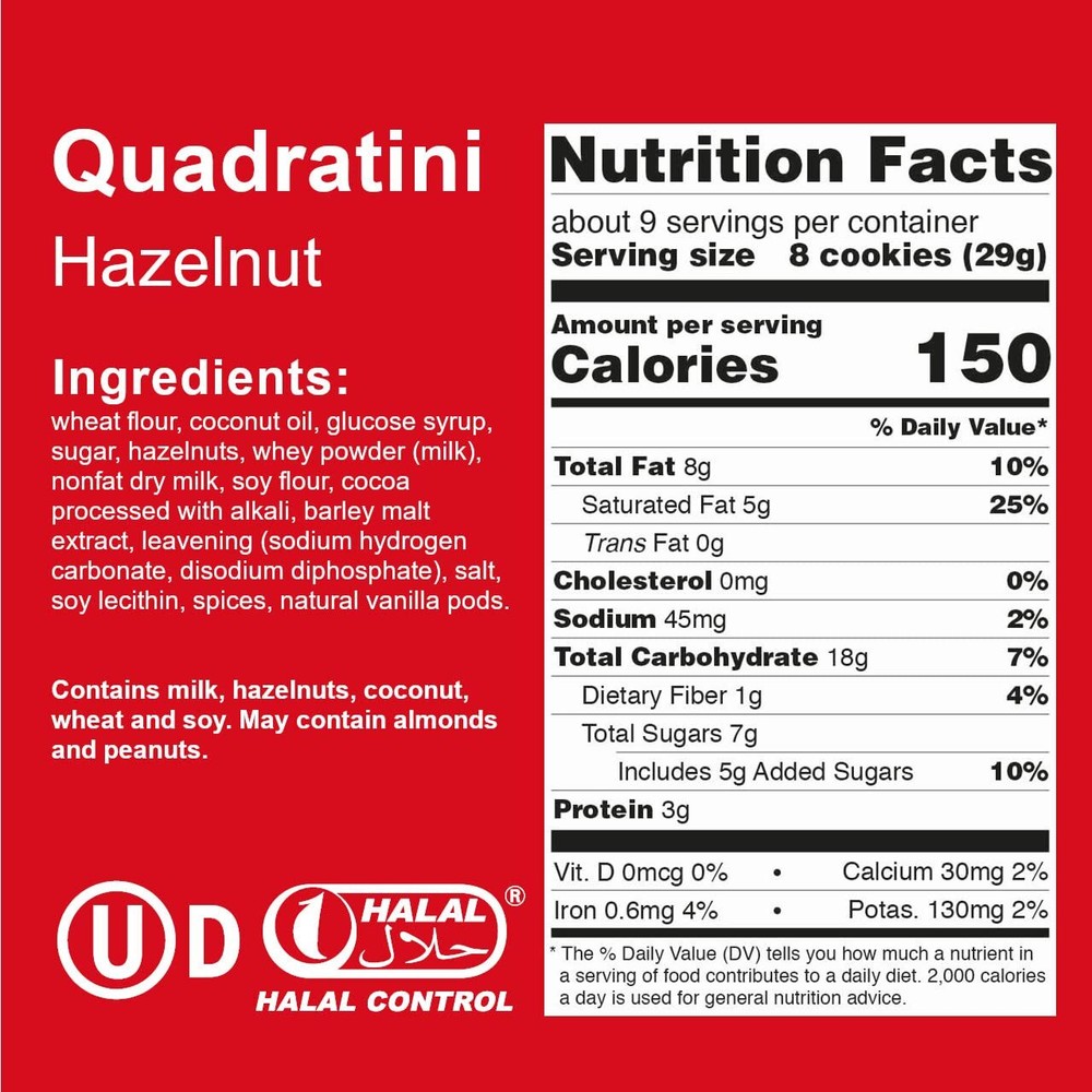 Loacker Quadratini Hazelnut Wafer Cookies 8.82 Oz