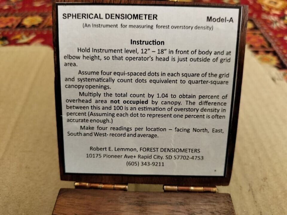 Spherical Crown DensitoAmeter, Forestry Suppliers Spherical Densitometer, Convex