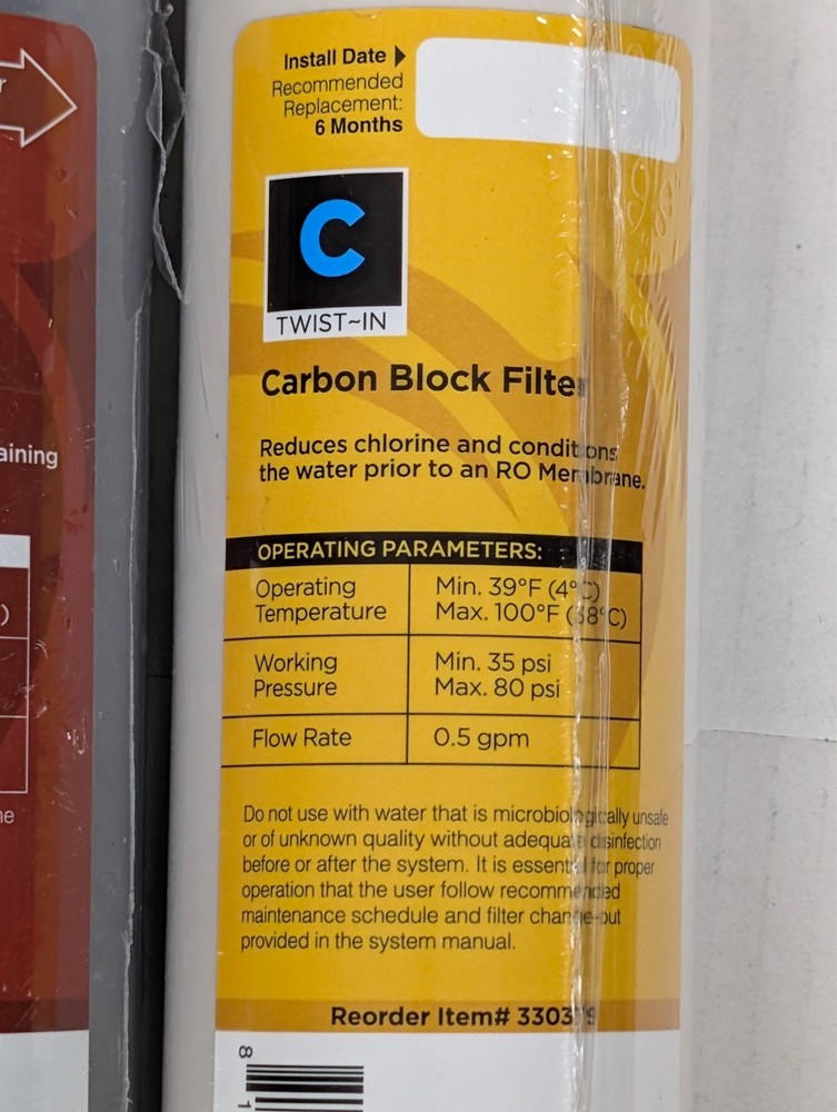 AquaticLife RO/DI Water Filter Set Carbon Block + Deionization Twist-In 10"