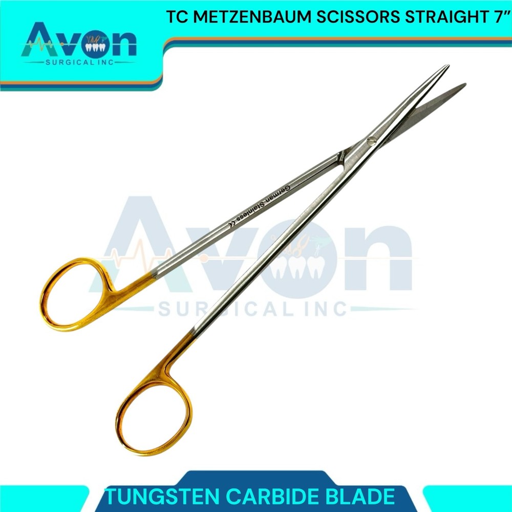 1 EA - 7in Metzenbaum Scissors with TC Blades, Sharp, Gold Handle - Stainless