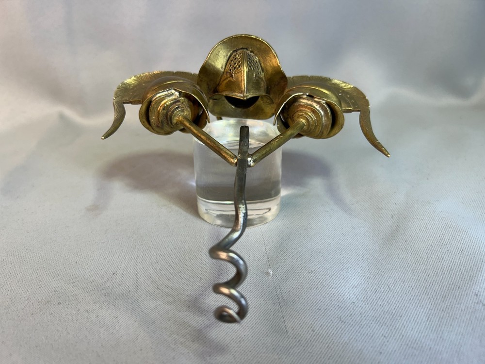 Antique Brass Three Gladiator-style Helmets Corkscrew made Italy